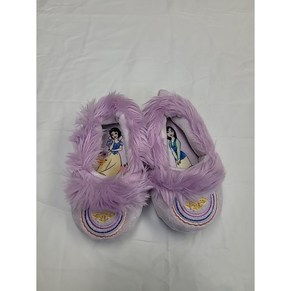 Disney Princess‎ Toddler Girl Snow White Mulan Cozy Faux Fur Slippers 7/8 Purple